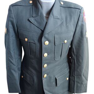Vintage Men's Blazer Jacket Army 1960's Wool Serge Military Patches 7th Division